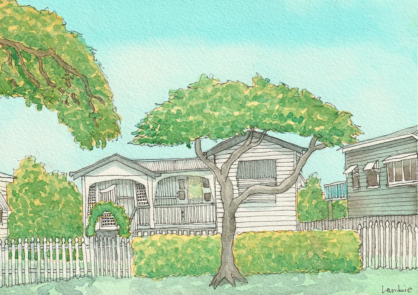 Eastern Heights House Watercolour Original Lambie