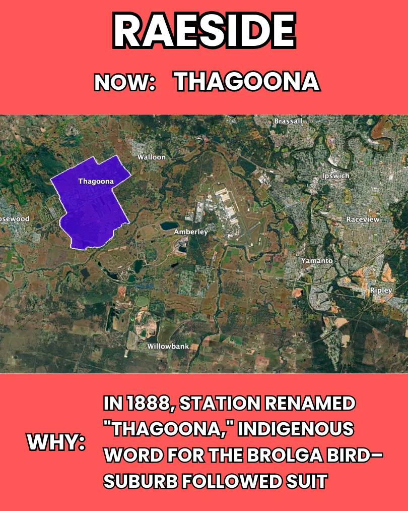 Raeside — renamed to Thagoona (Indigenous word for brolga)