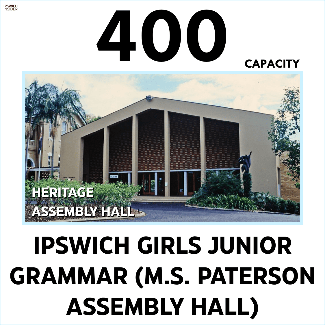 Ipswich Girls Junior Grammar (M.S. Paterson Assembly Hall) booking capacityv2