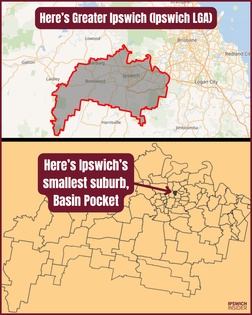 Ipswich size comparison map — City of Ipswich, Queensland