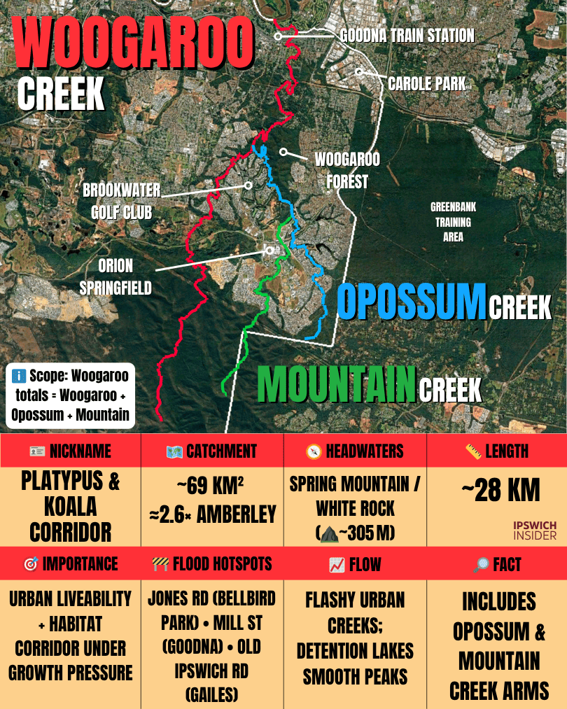 Woogaroo Creek system — Springfield to Goodna urban wildlife corridor overview card