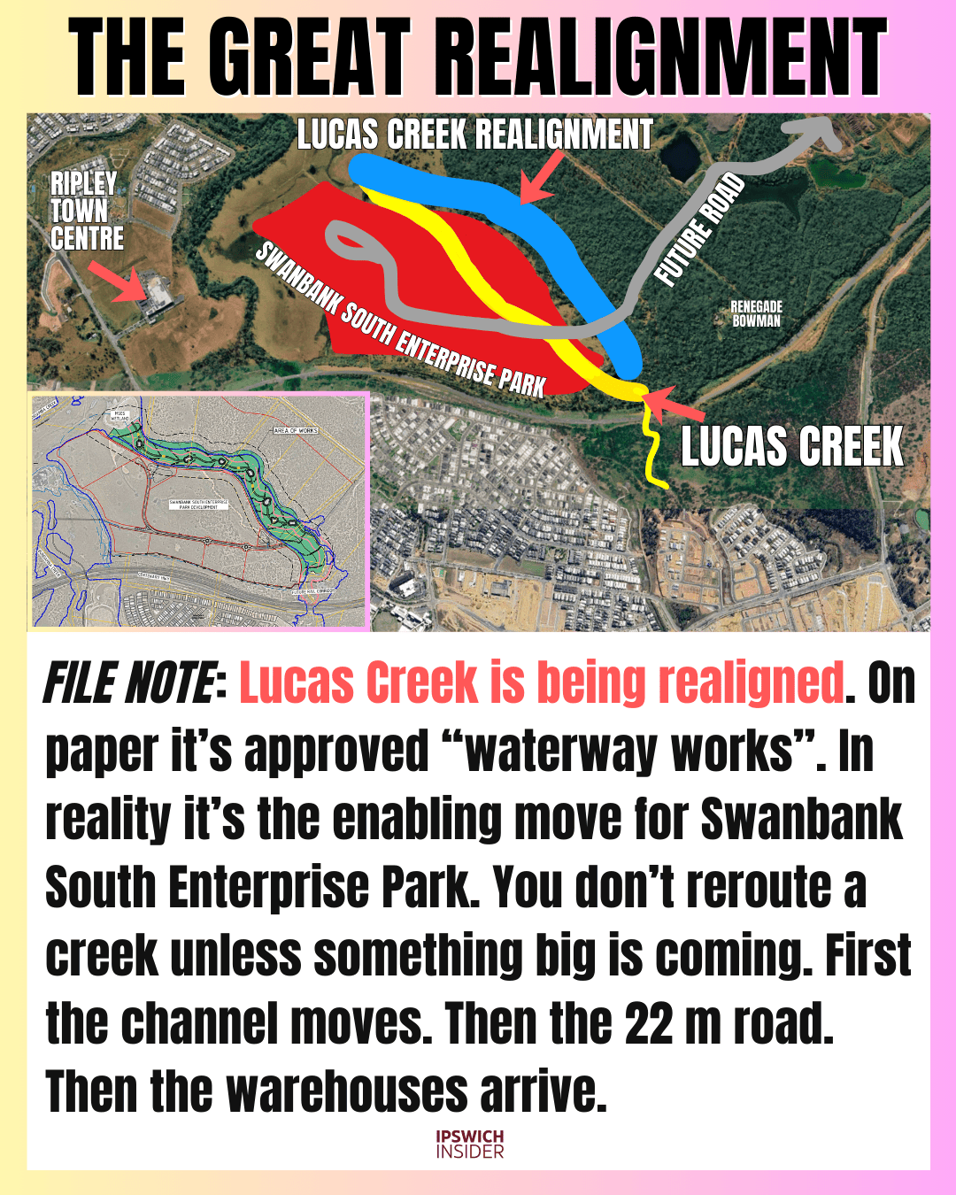 The Great Realignment — Lucas Creek realignment enabling Swanbank South Enterprise Park development