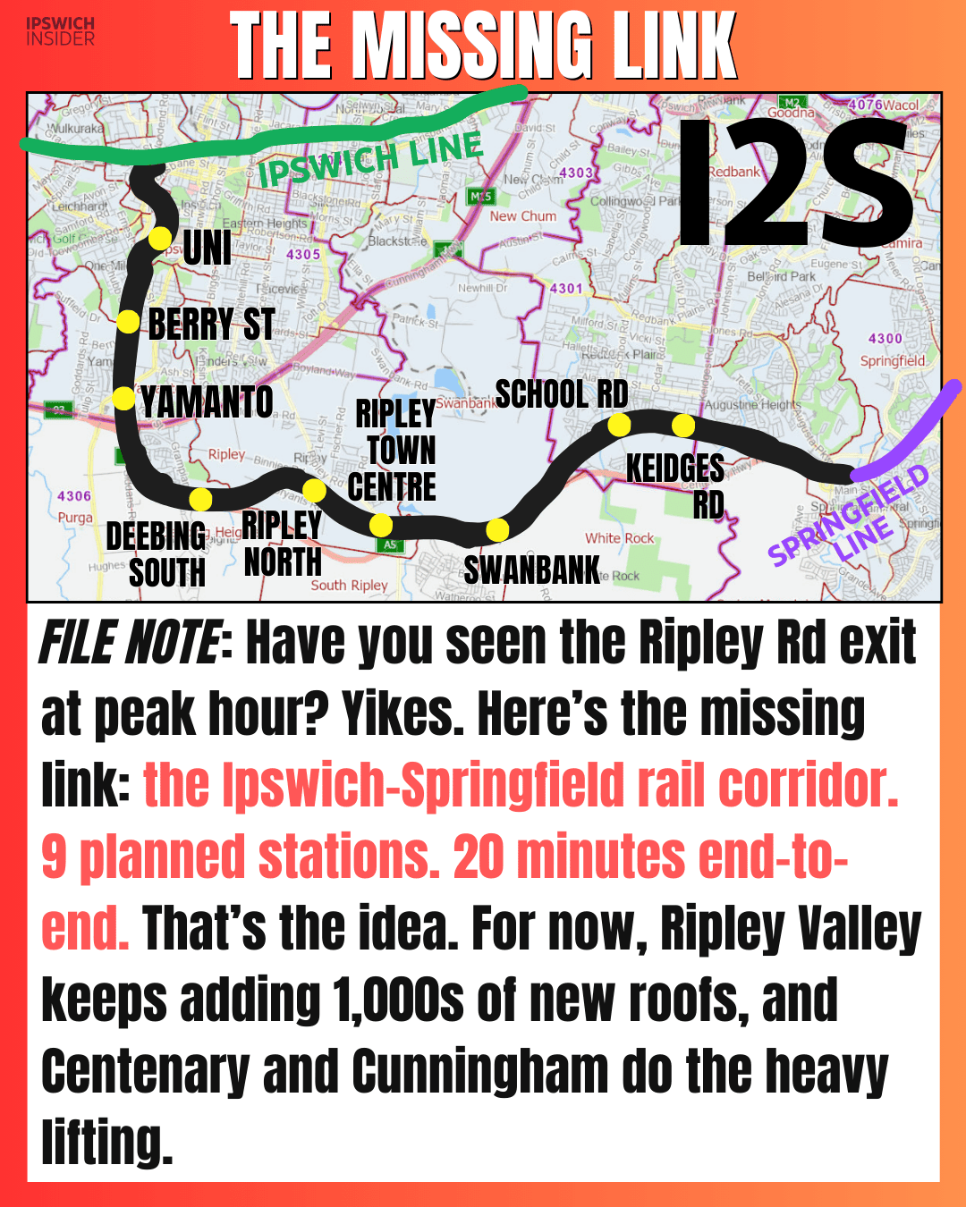 The Missing Link — Ipswich to Springfield corridor with nine planned stations (I2S)