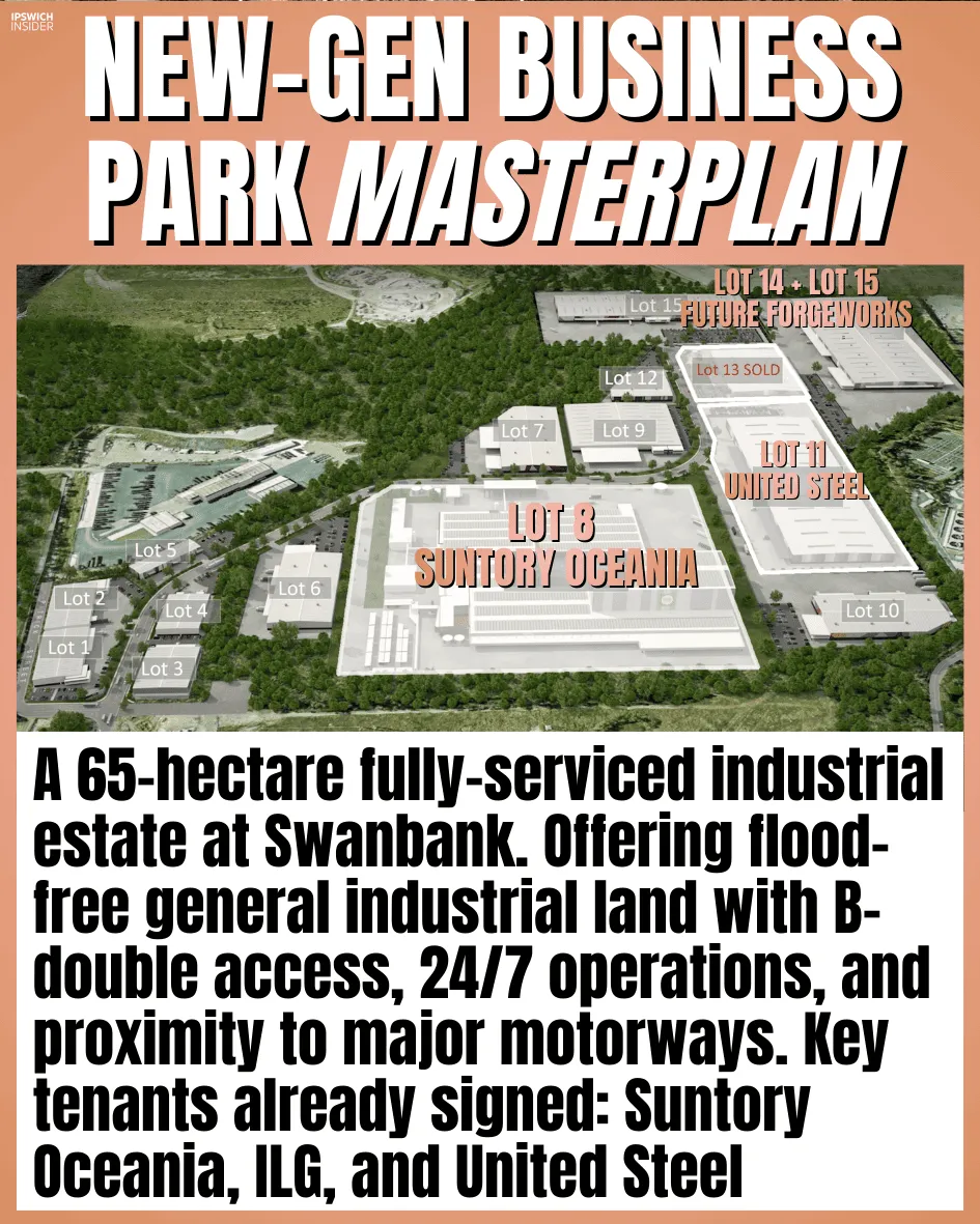 New-Gen Business Park estate plan showing lots, roads, and precinct layout
