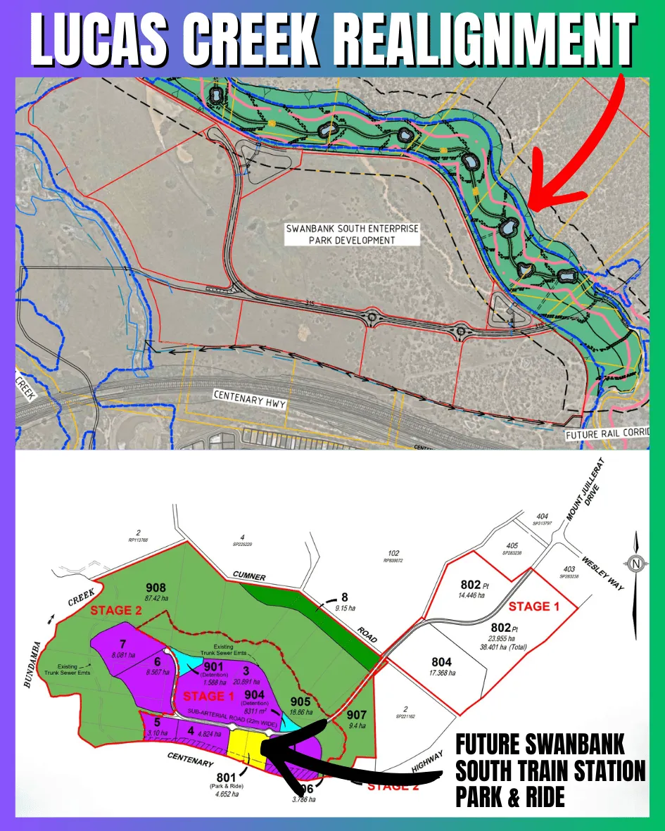 Overview map and labels for Swanbank South Enterprise Park planned industrial expansion