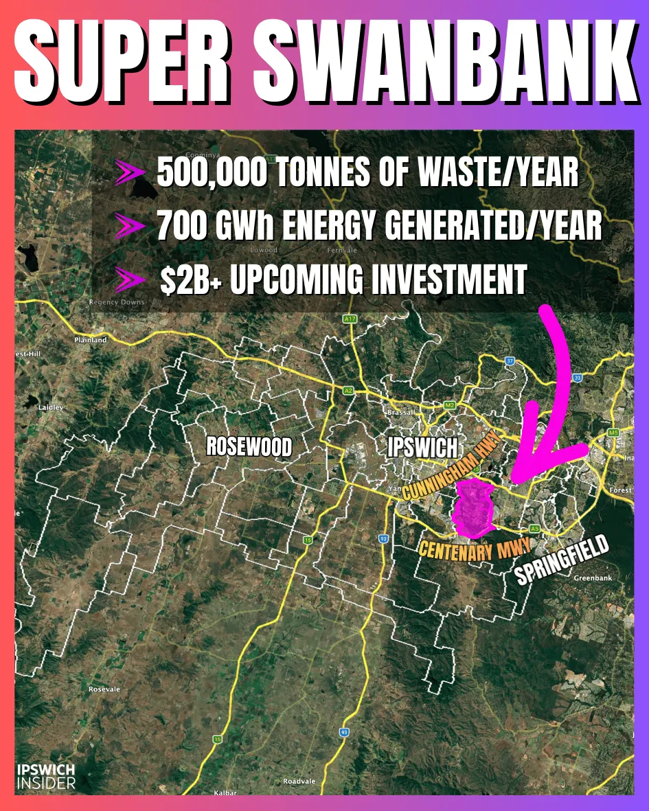 Map showing where Swanbank sits within Ipswich and the western corridor of South East Queensland