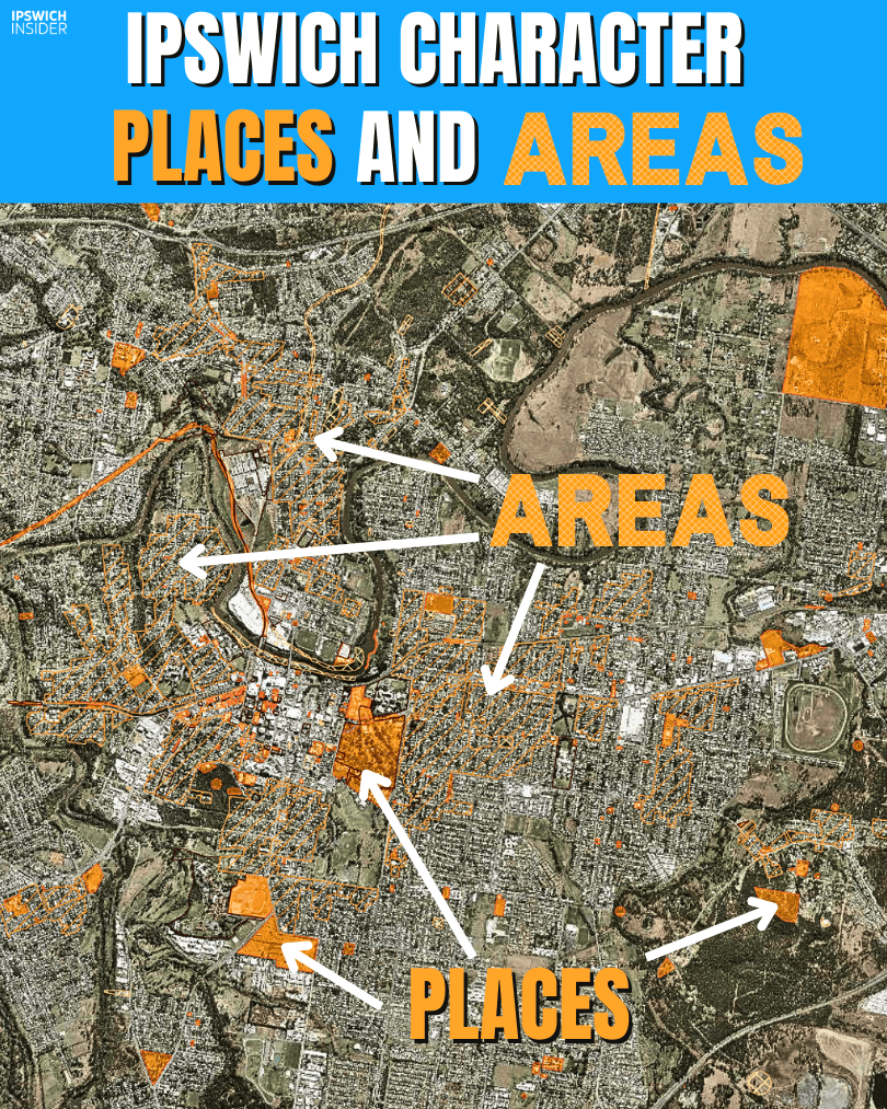 Zoomed out map view showing Ipswich character places and areas