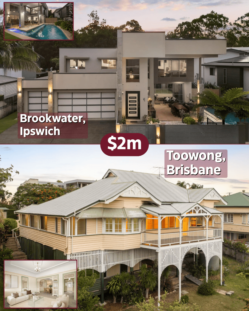 Comparison card for Ipswich versus Brisbane at $2m