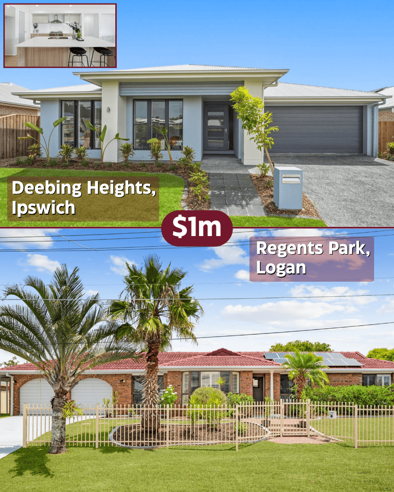 Comparison card for Ipswich versus Logan at $1m