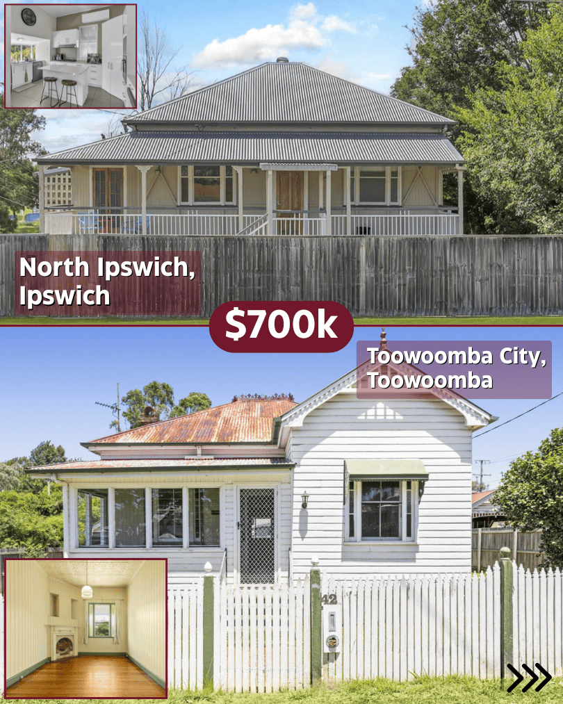 Comparison card for Ipswich versus Toowoomba at $700k