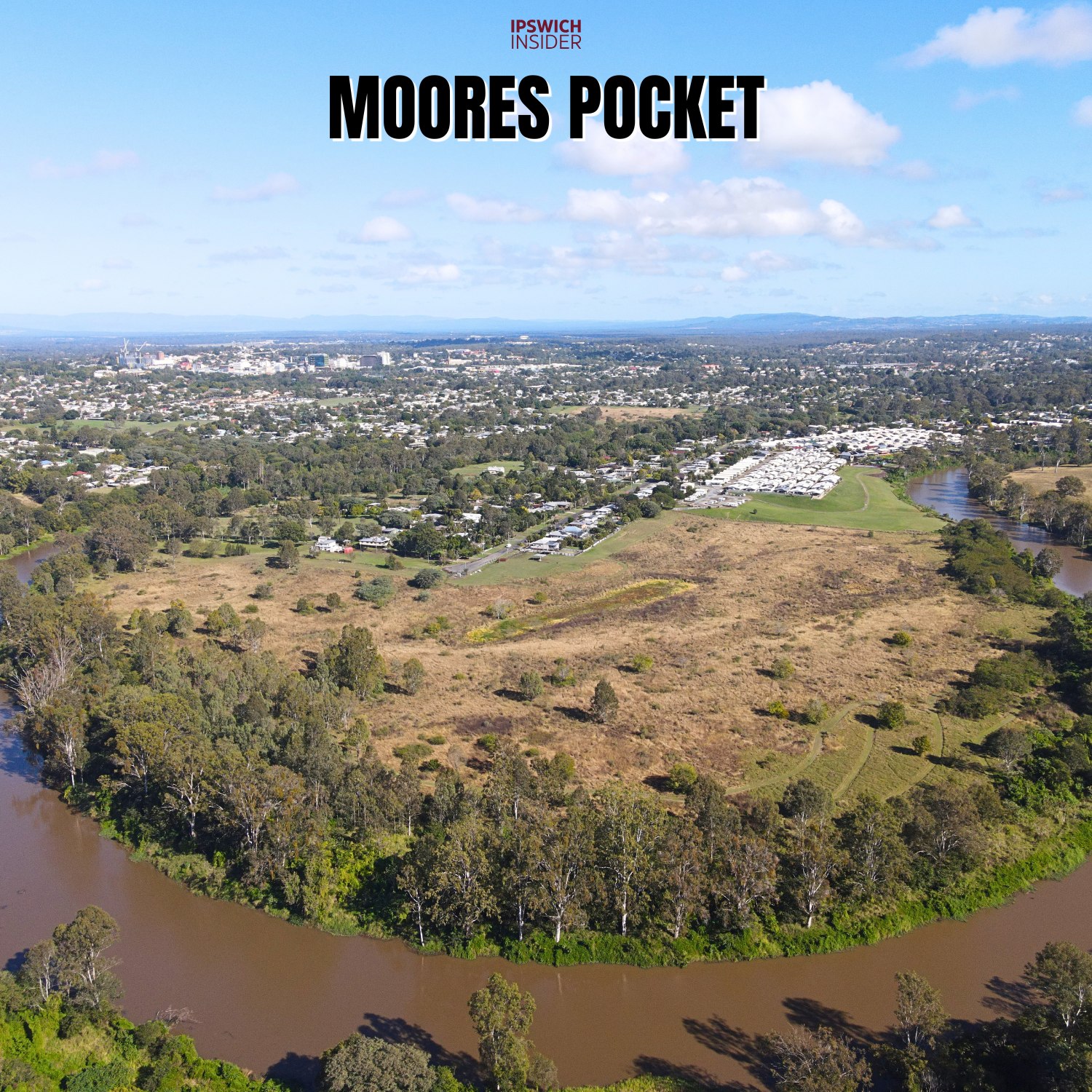 Drone photo of the Bremer River bend at Moores Pocket